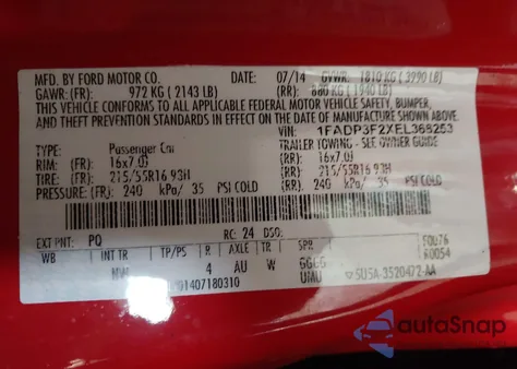 2014 Ford Focus Se z USA, uszkodzony, nr VIN 1FADP3F2XEL368253